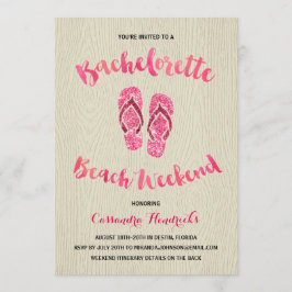 Convite Bachelorette Beach Weekend com brilho rosa