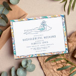 Convite Bachelorette Beach Weekend Getaway<br><div class="desc">Fim de semana de design de praia tropical giro,  ganha convites. Personalize a frente com os detalhes da festa e adicione seu itinerário à parte traseira. Contacte-me através do botão abaixo se necessitar de personalizações.</div>