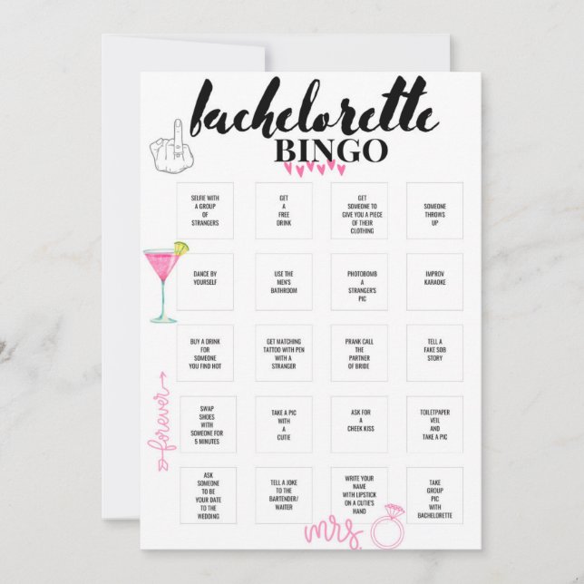 Convite Bachelorette Bingo Hen Party (Frente)