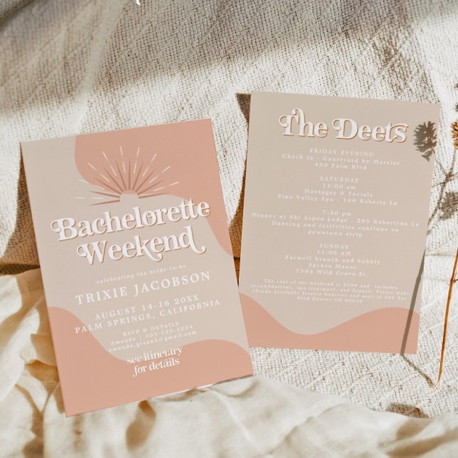 Convite Bachelorette Blush do Disco Groovy Retro 70 da TRI (Criador carregado)