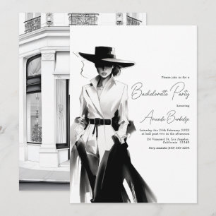 Convite Bachelorette Branca e Negra Estética de Dinheiro A