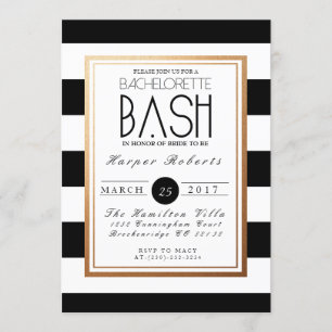 Convite Bachelorette Chic & Formal Bash   Dourado e preto