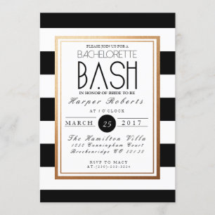 Convite Bachelorette Chic & Formal Bash   Dourado e preto