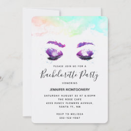 Convite Bachelorette de Aquarela de Olhos Roxos Glamorosos