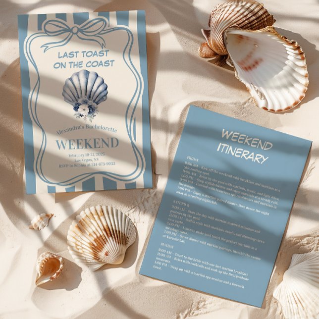 Convite Bachelorette de Celebração Floral Costeira Azul (Criador carregado)