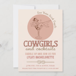 Convite Bachelorette de coquetéis e escovas Ocidentais