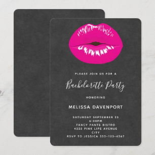 Convite Bachelorette de Ilustração Glamorosa de Lábios 