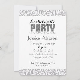 Convite Bachelorette de Impressão Zebra cinza