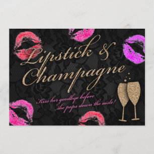 Convite Bachelorette de Lipstick e Champagne