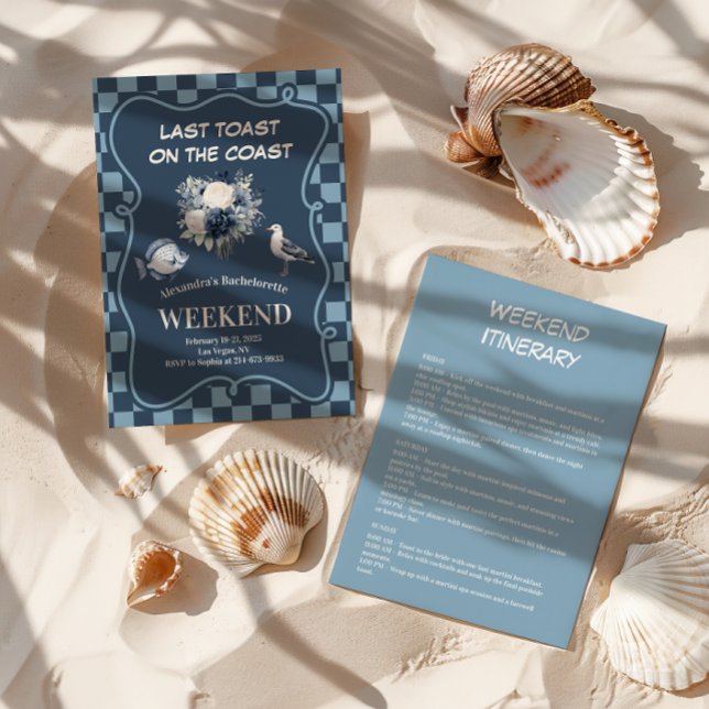 Convite Bachelorette de marinho Litoral e de Mar Verificad (Criador carregado)