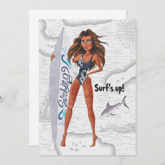 Convite Bachelorette de Praia do Surf Rustic Summer (Frente/Verso)