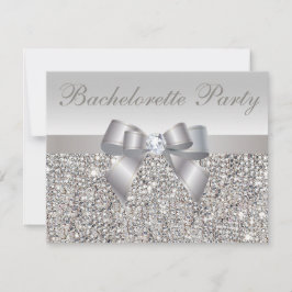 Convite Bachelorette de prata, Arco e diamante, impressas