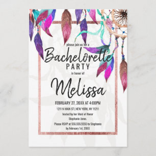 Convite Bachelorette de Rosa de Dreamcatcher