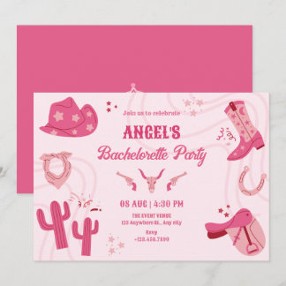 Convite Bachelorette de vaqueira rosa