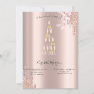 Convite Bachelorette de Vidro de Champanhe de rosa Dourado