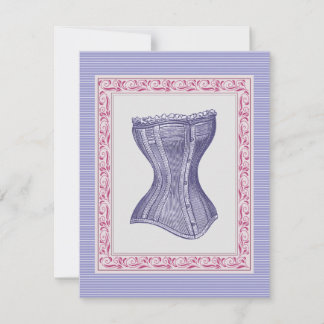 Convite Bachelorette de Vintage de Corset Rosa e Roxo