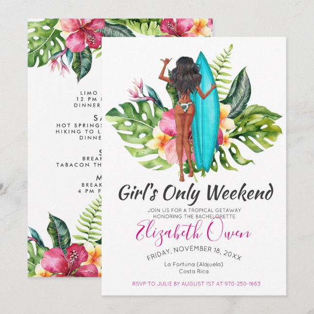 Convite Bachelorette Destination Bikini Beach Bridal Bash (Frente/Verso)