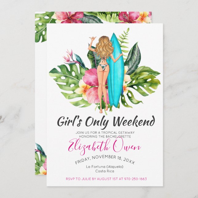 Convite Bachelorette Destination Bikini Beach Bridal Bash (Frente/Verso)