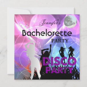 Convite Bachelorette Disco Party Black Pink