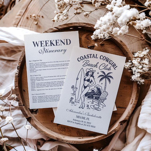 Convite Bachelorette do Clube de Praia de Cowgirl Costeira (Criador carregado)