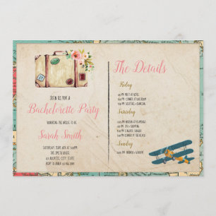 Convite Bachelorette do tema do viagem com tem do partido