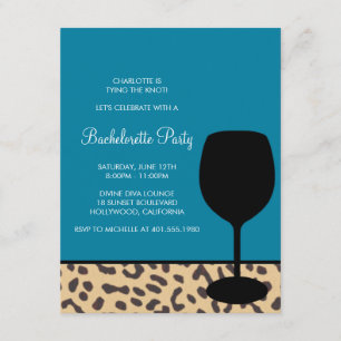 Convite bachelorette do vinho do impressão do leopardo