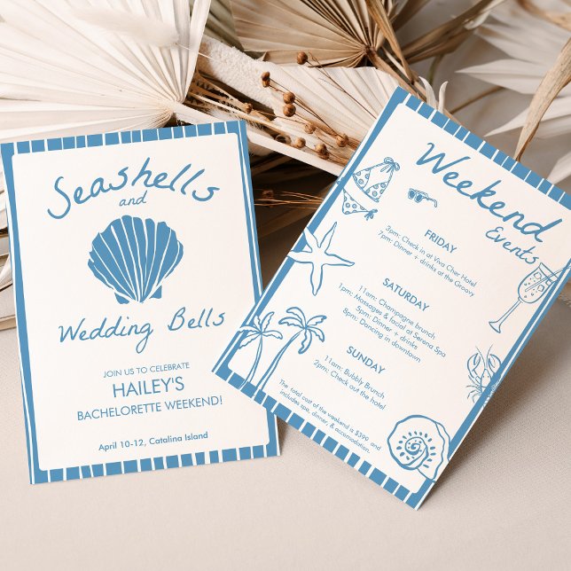 Convite Bachelorette dos Sinos de Casamento (Seashells and Wedding Bells Bachelorette Invitation)