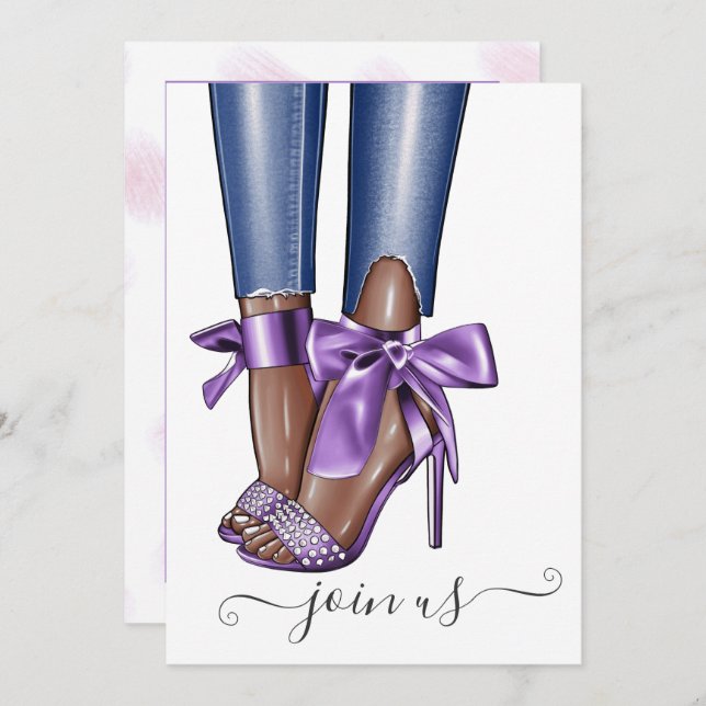 Convite Bachelorette Fashionista Afro-Americano (Frente/Verso)