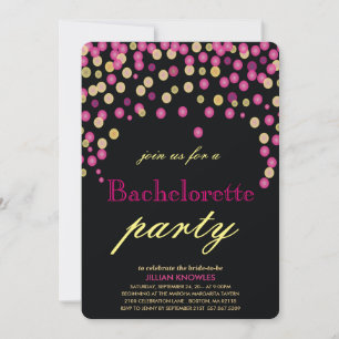 Convite Bachelorette Faux Pink Confetti