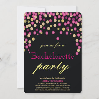 Convite Bachelorette Faux Pink Confetti