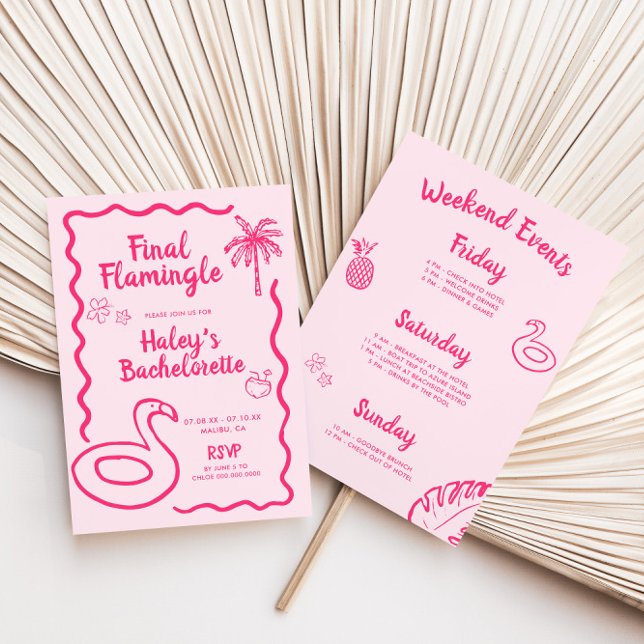 Convite Bachelorette Flamingle Final Desenhada À Mão (Criador carregado)