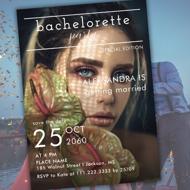 Convite Bachelorette Foto do Jornal Editorial da Revista (Criador carregado)