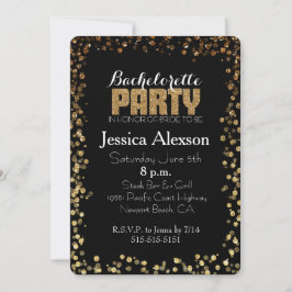 Convite Bachelorette Glitter de Bokeh Dourada e Preta