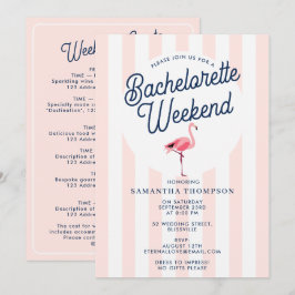 Convite Bachelorette Itinerary Bach Weekend Retro Flamingo
