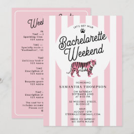 Convite Bachelorette Itinerary Bach Weekend Retro Leopard 
