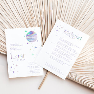 Convite Bachelorette "Last Disco" Roxo Moderno Mínimo