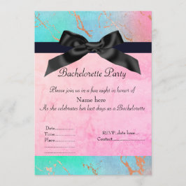 Convite Bachelorette marble verde rosa nova diversão