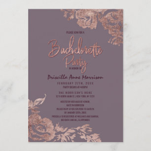 Convite Bachelorette Mauve roxo Elegante Rosa
