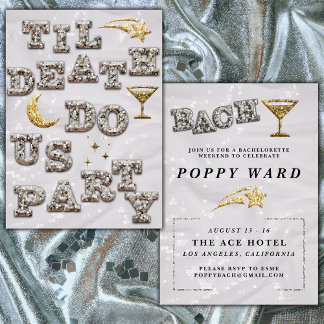 Convite Bachelorette Metálico Glitter Glitter legal Menina