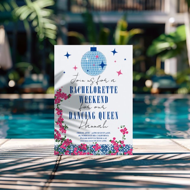 Convite Bachelorette Musical de Santorini Bougainvillea (Criador carregado)