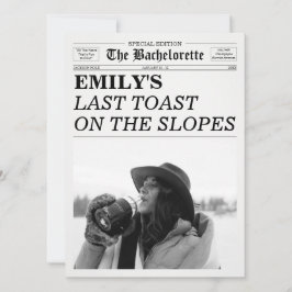 Convite Bachelorette Newspaper Last Toast On The Slopes