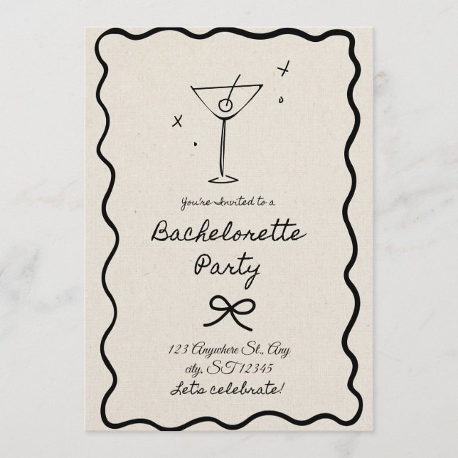 Convite Bachelorette Party Invitation for Bride-to-Be Girl (Frente)