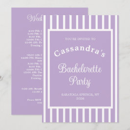 Convite Bachelorette Party Retro Modern LightPurple Classy