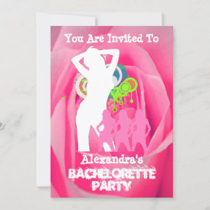 Convite Bachelorette personalizado de garotas de festa ros