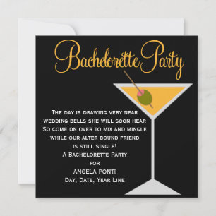Convite Bachelorette Preto e Laranja