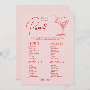 Convite Bachelorette Retro Cocktail O que há na sua bolsa
