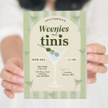 Convite Bachelorette Retro Green Weenies e Tinis<br><div class="desc">Festa Retro Green Style Weenies and Tinis,  Convite para Bachelorette Temendo,  Olive Martini</div>