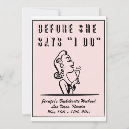 Convite Bachelorette Retro Pink Bridesmaid Partido Hen
