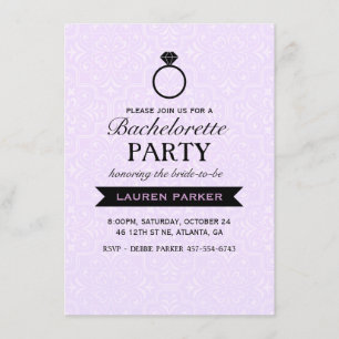 Convite Bachelorette roxo & preto do anel elegante convida