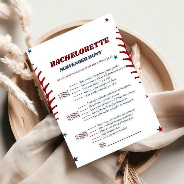 Convite Bachelorette Scavenger Game Card do Baseball (Criador carregado)